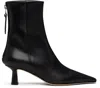 Aeyde Women Black Ankle Boots With Rounded Toe In Leather Woman In Black
