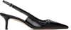 Aeyde Saba Buckled Patent-leather Slingback Pumps In Black