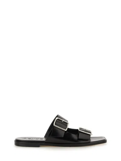 AEYDE BLACK SOLID SANDALS