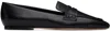 Aeyde Leather Penny Strap Loafers Rubber Sole In Black