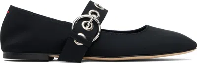 Aeyde Black Uma Eyelet Mary-jane Ballerina Flats