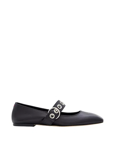 Aeyde Black Uma Eyelet Nappa Leather Ballet Shoes