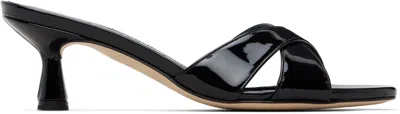 Aeyde Black Vero Patent Leather Mule Heeled Sandals