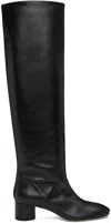 Aeyde Womens Black Willa Heeled Leather Knee-high Boots In Black