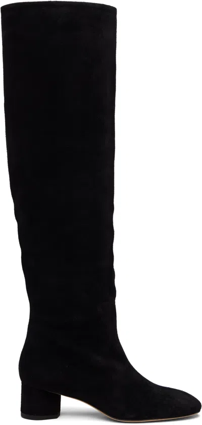 Aeyde Suede Block Heel Over-the-knee Boots In Black