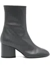 Aeyde Block-heel Leather Ankle Boots In Gray