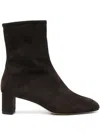 Aeyde Block-heel Suede Boots In Brown