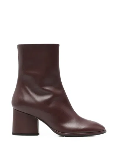 Aeyde Block-heel Leather Boots In Burgundy