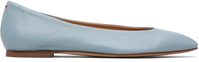 Aeyde Blue Ellie Almond-toe Flats In Transparent