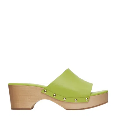 Aeyde Bobbie Rivet Detail Sandals In Green