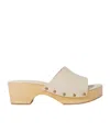 Aeyde Bobbie Studded Leather Platform Clogs In Neutral