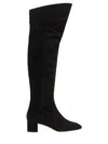 Aeyde Letizia 45mm Thin Block Square In Leathertoe Over The Knee Boot In Black