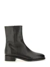 Aeyde Black Calf Leather Boot In Animal Print