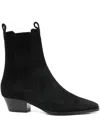 Aeyde Pointed Toe Ankle Boots With Elastic Side Panels In Black