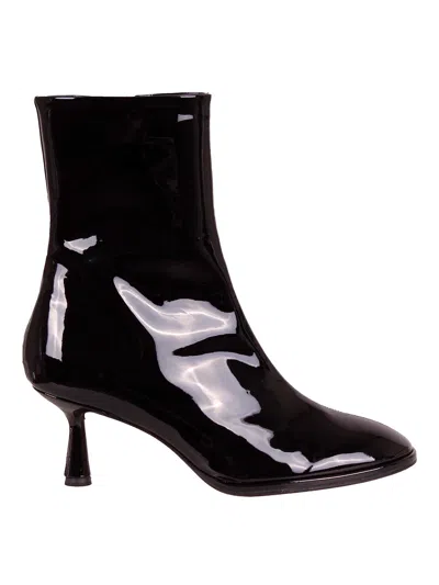Aeyde Halina Ankle Boot With Buckle Appliqué In Black