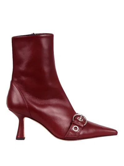 Aeyde Ankle Boot With Studded T-bar In Red