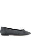 Aeyde Bow-detail Square-toe Flats In Gray