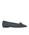 Aeyde Bow-detail Square-toe Flats In Gray