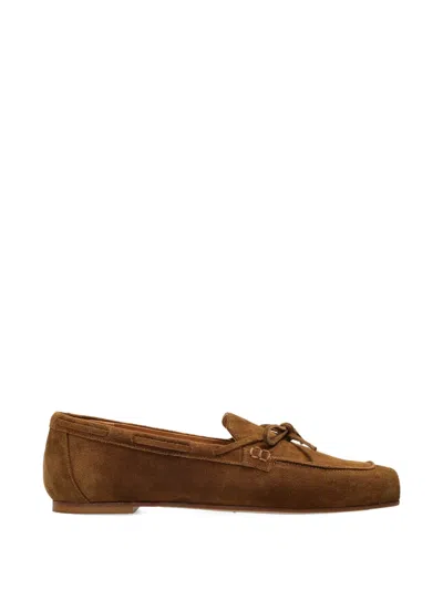 Aeyde Bow-detail Suede Loafers In Brown