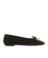 Aeyde Womens Dark Brown Delfina Bow-embellished Velvet Ballet Flats In Black