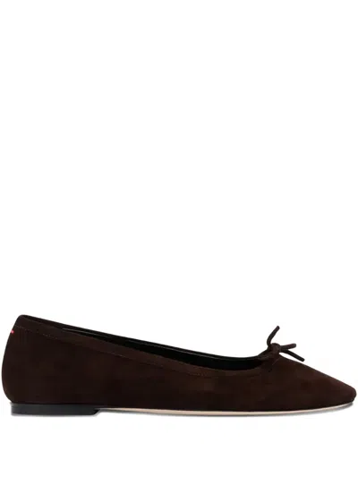 Aeyde Bow Suede Ballet Flats In Brown