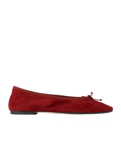 Aeyde Tiby Bow-detailed Suede Ballet Flats In Red