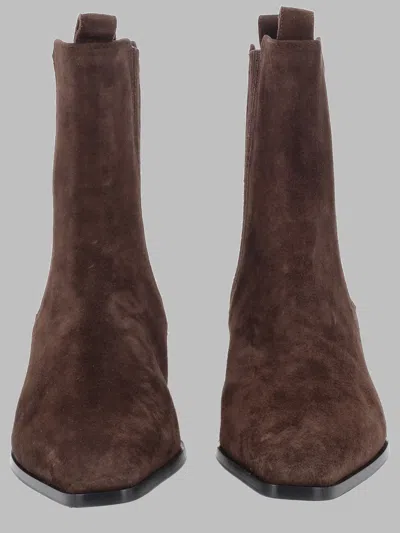 Aeyde Italian Cow Suede Leather Boots In Brown