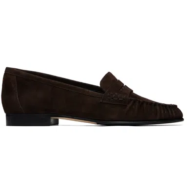 Aeyde Aldous Ruched Loafers In Brown