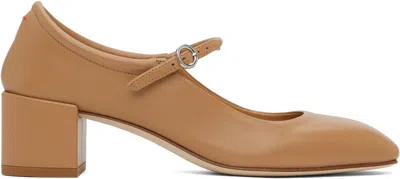 Aeyde Brown Aline Leather Mary-jane Heels In Hazelnut