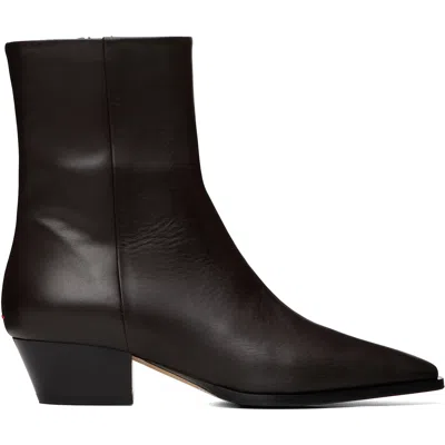 Aeyde Brown Baba Pointed Cowboy Boots In Black