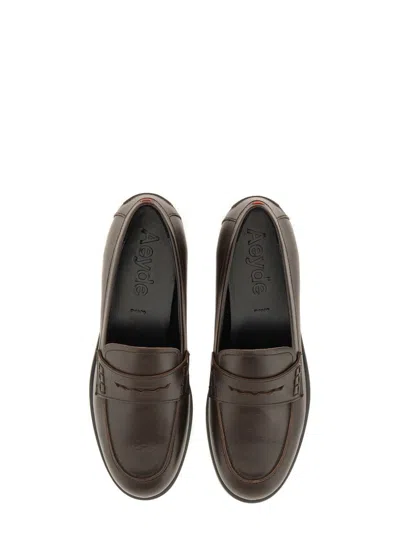 Aeyde Brown Calf Leather Loafers In Pink