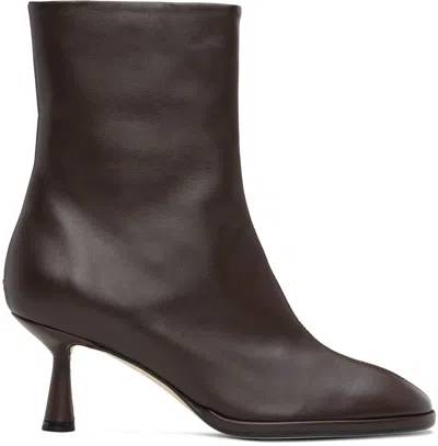 Aeyde 65mm Dorothy Leather Ankle Boots In Brown