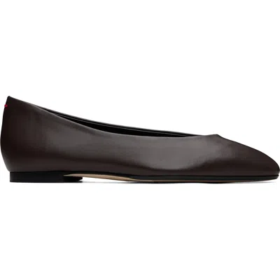 Aeyde Brown Ellie Almond-toe Ballerina Flats In Black