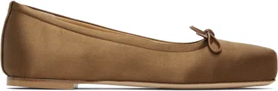 Aeyde Brown Gabriella Satin Ballerina Flats
