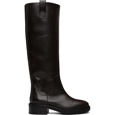 Aeyde Brown Henry Knee-high Boots In Moka