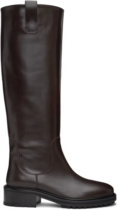Aeyde Brown Henry Tall Boots In Moka