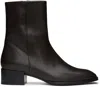 Aeyde Ankle Leather Boots Block Heel In Moka