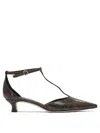 Aeyde Liz Snake Print Calf Leather Moka Shoes In Black