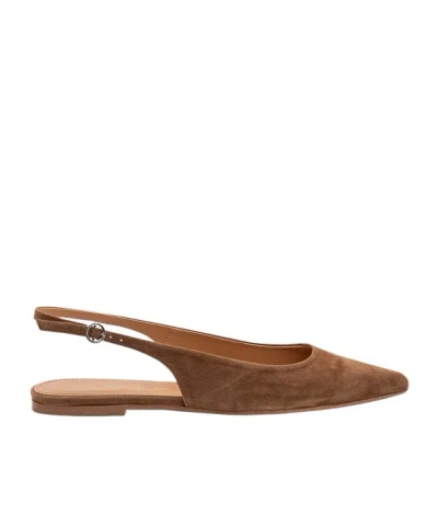 Aeyde Brown Squaretoe Suede Women's Flats In Multi
