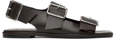 Aeyde Brown Thekla Leather Slingback Sandals