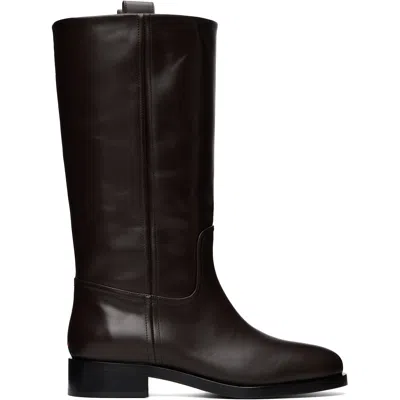 Aeyde Brown Theo Boots In Burgundy
