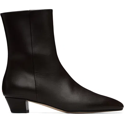 Aeyde Brown Yasmin Leather Ankle Boots In Moka