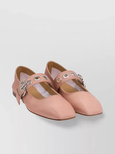 Aeyde Buckle Detail Flat Sole Ballerina Shoes In Pink