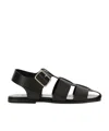 Aeyde Strappy Open Toe Flat Sole Sandals In Black