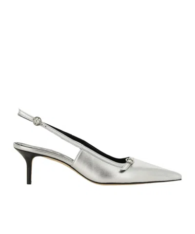 Aeyde Silver Saba Leather Slingback Heels