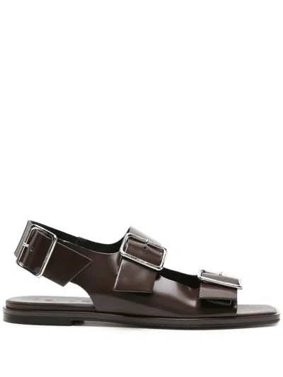 AEYDE BUCKLE-STRAPS LEATHER SANDALS
