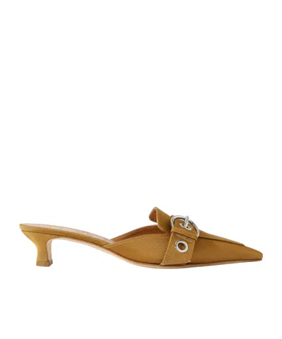 Aeyde Buckled Grosgrain Mules In Animal Print