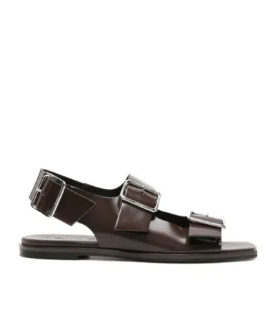 Aeyde Buckle-straps Leather Sandals In Black