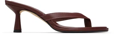 Aeyde Burgundy Daphne Leather Thong Heeled Sandals In Brown