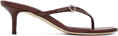 Aeyde Burgundy Leigh Leather Toe-post Heeled Sandals
